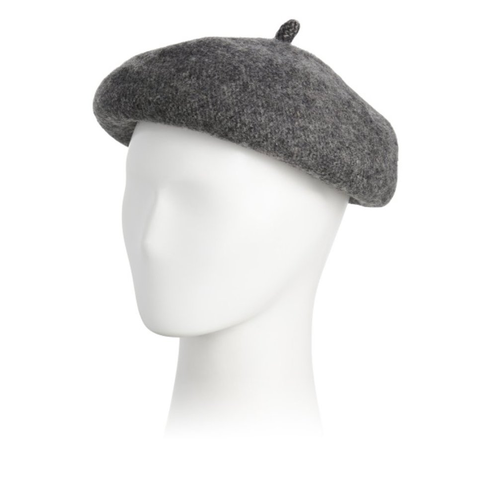 BADGLEY MISCHKA Charcoal Mix Wool Beret